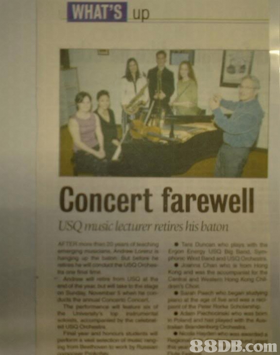 WHAT'S up Concert farewell USQ muusic lecturer retires his baton 88DB.com  text