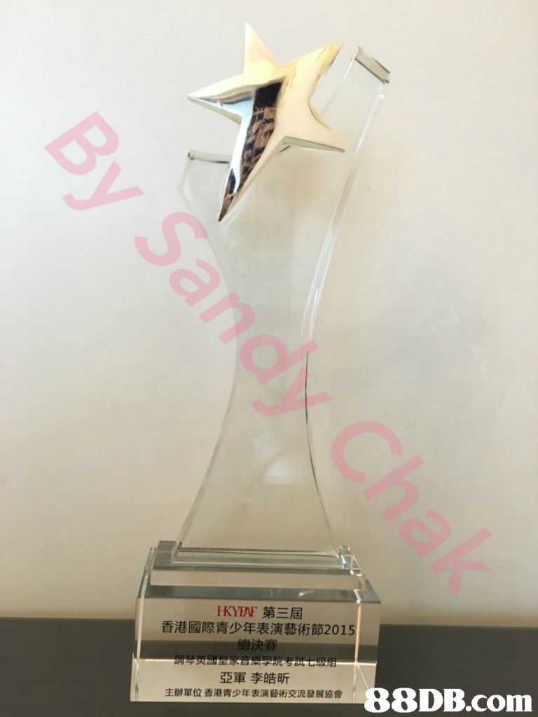 IKYTAF第三屆 香港國際青少年表演藝術節2015 亞軍李皓昕 主辦單位香港青少年表演藝術交流發展協會 8DB.com,trophy,award