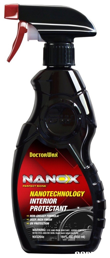 DOCTORWA PERFECT SHINE NANOTECHNOLOGY INTERIOR PROTECTANT DEEP RICH FINISH UV PROTECTION WARNING: EYE AND SKIN IRRITANT AD WITH EYES ANDOR SK Read back labs NX5264e 16FL·OZ (450 ml)  product,product,spray,