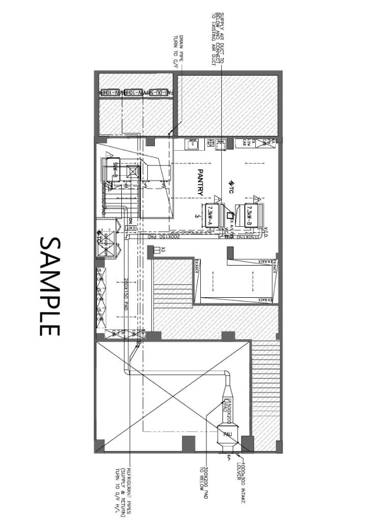 AND TO EXISTING AIR DUCT PANTRY TURN TO G/F (SUPPLY&RETURN) TURN TO G/F H/L SAMPLE  floor plan