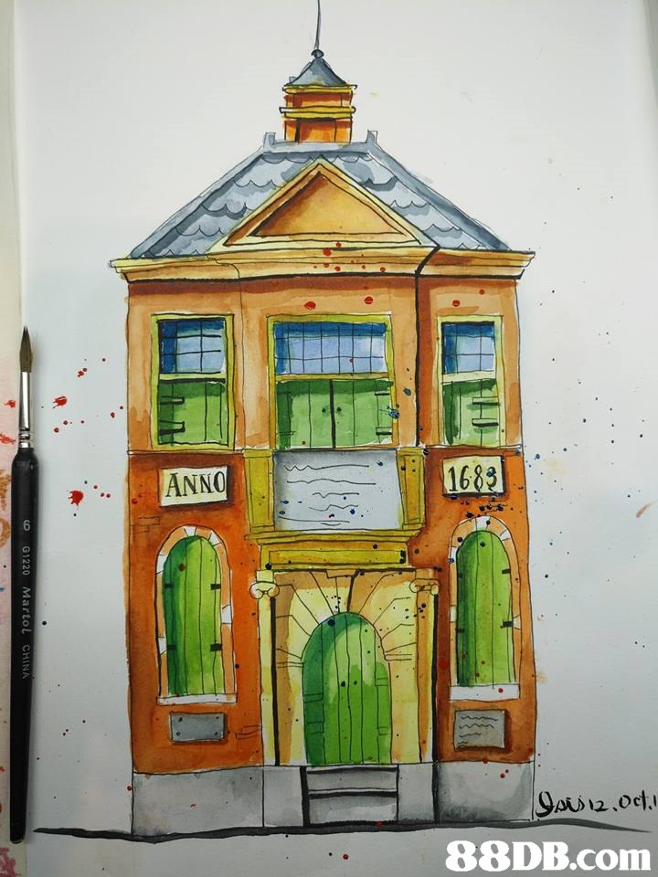 .ANNO 1683   paint,watercolor paint,house,facade,painting