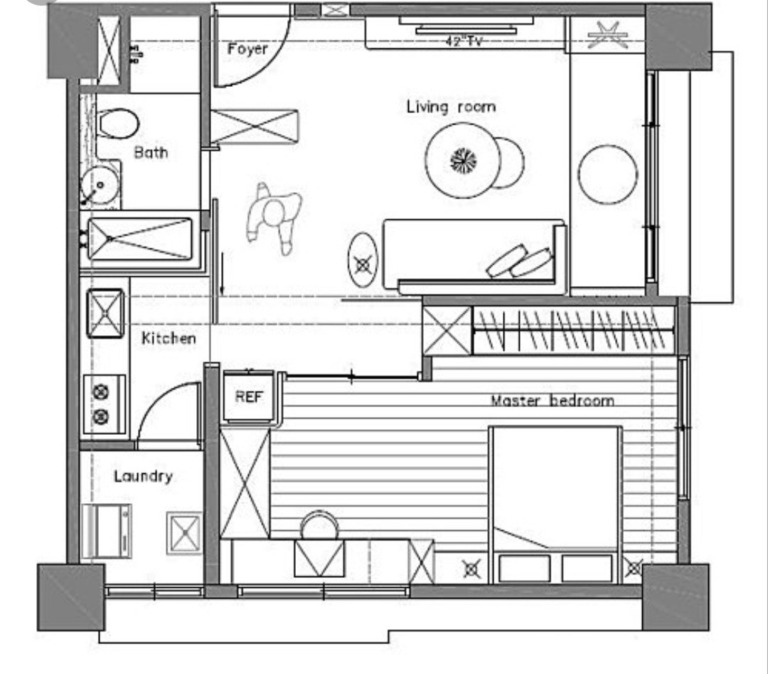 Foyer Living room Bath LAL Kitchen REF Laundry  Technical drawing,Plan,Floor plan,Drawing,Architecture
