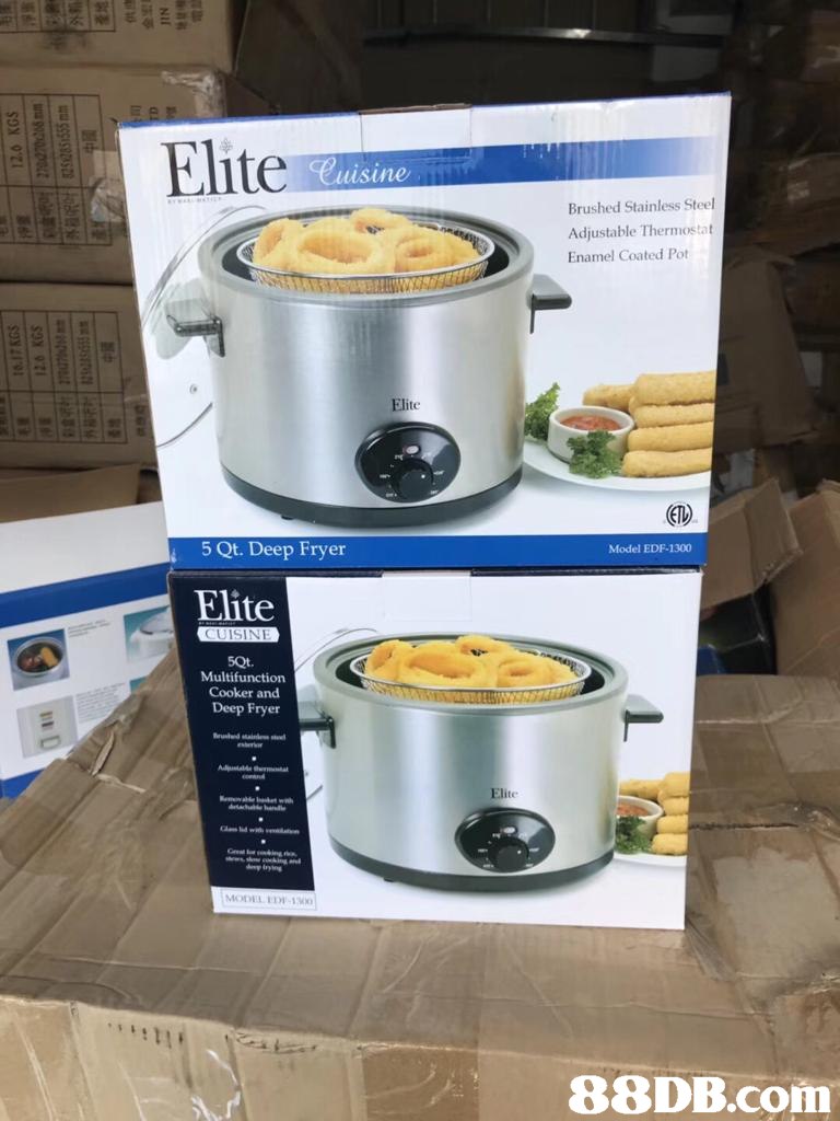 Elite usine Brushed Stainless Steel Adjustable Thermostat Enamel Coated Pot Elite 5 Qt. Deep Fryer Model EDF-1300 Elite 5Qt. Cooker and Deep Fryer MODEL ED-1300   Slow cooker,Rice cooker,Small appliance,Kitchen appliance,Home appliance