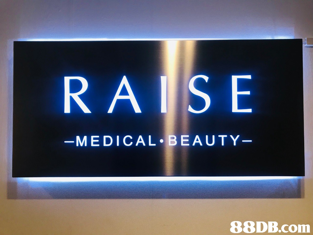 RAISE MEDICAL.BEAUTY   Display device,Text,Font,Technology,Signage
