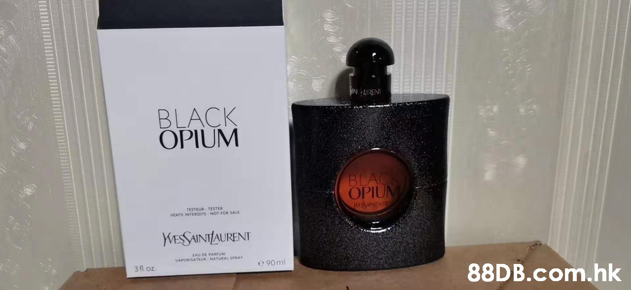 YIN URENI BLACK OPIUM BLACK OPIUM TESTEUR - TESTER VENTE INTERDITE - NOT FOR SALE KESAINILALIRENT EAU DE PARFUM VAPORISATEUR NATURAL SPRAY e 90 ml 3fl. oz. .hk  Perfume,Product,Cosmetics,Fluid